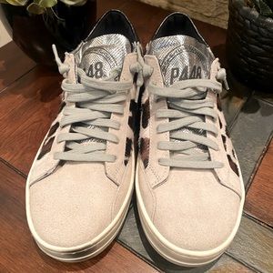 P448 Cow hair Leopard print sneakers